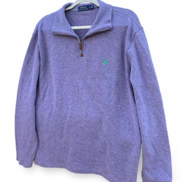 Polo Ralph Lauren Estate Rib Quarter-Zip Sweater | Lavender | Men's Large - Picture 2 of 7